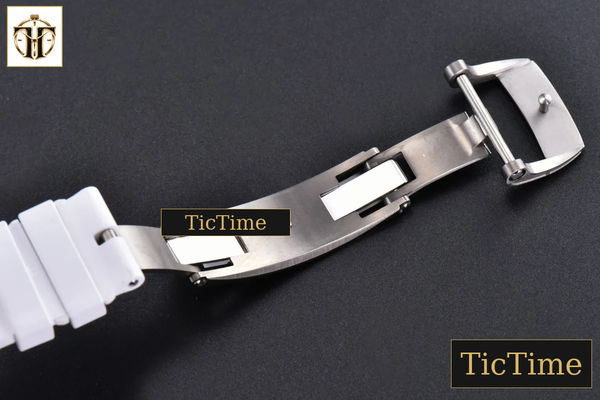 NTPT RM055 43mm ZF White/Pink Bezel White Crown White Rubber Strap V6 RMUL2 — foto 31
