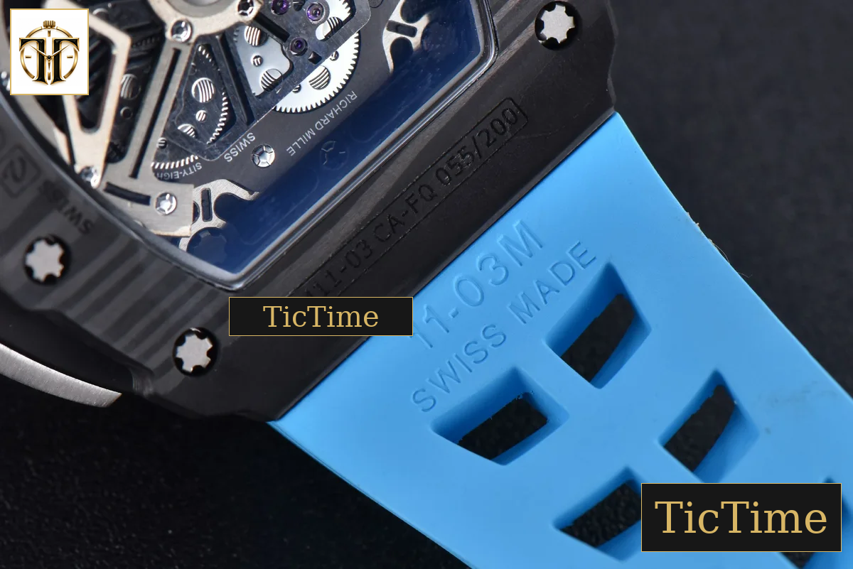 NTPT Chrono RM011 KVF Skeleton Dial Blue Rubber Strap V2 A7750 — foto 19