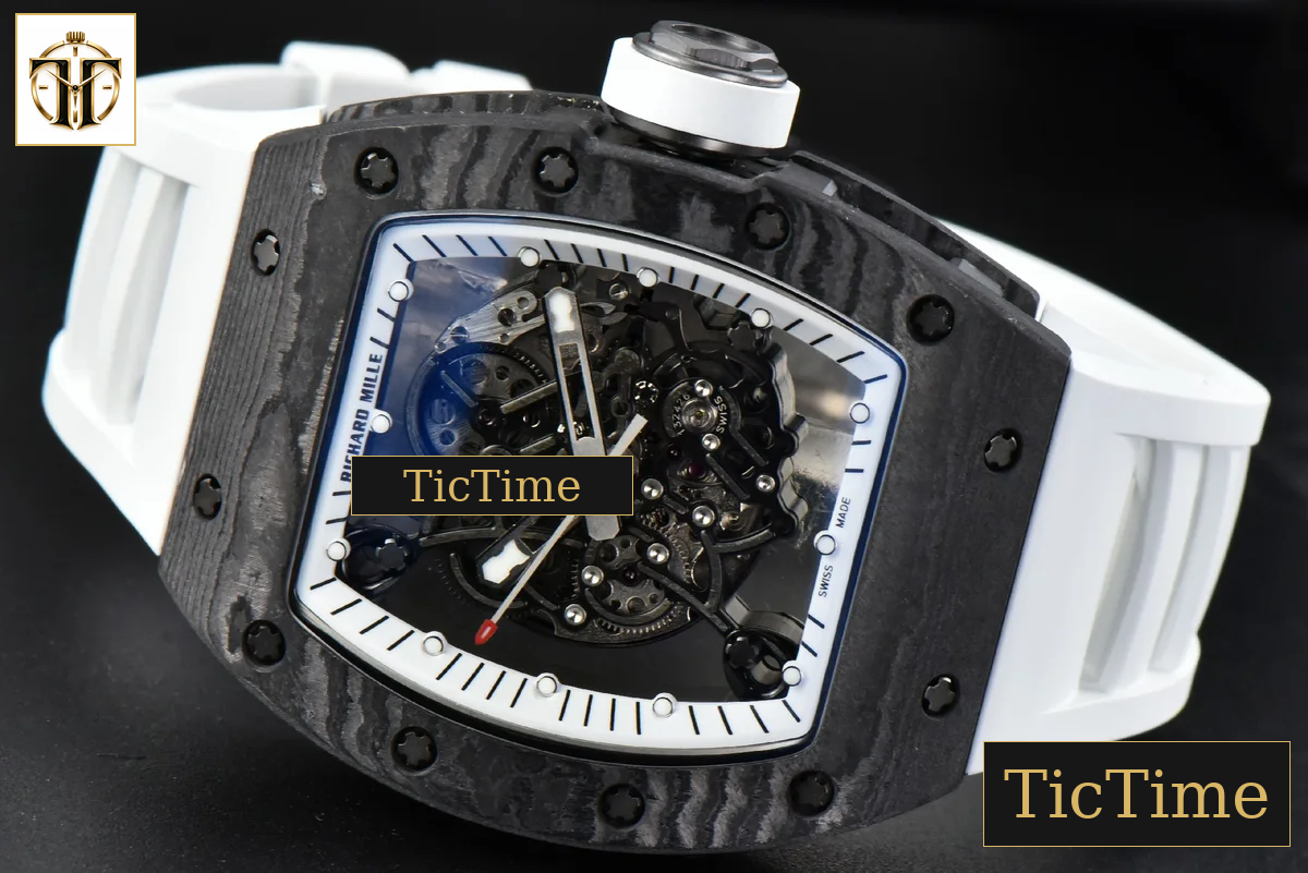 Bubba Watson RM055 42.7mm ZF Black NTPT White Skeleton Dial White Rubber Strap V6 NH05 — foto 11