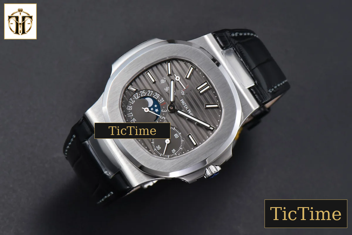 Nautilus 5712 40mm PPF SS Gray Dial Black Leather Strap V4 A240 — foto 4