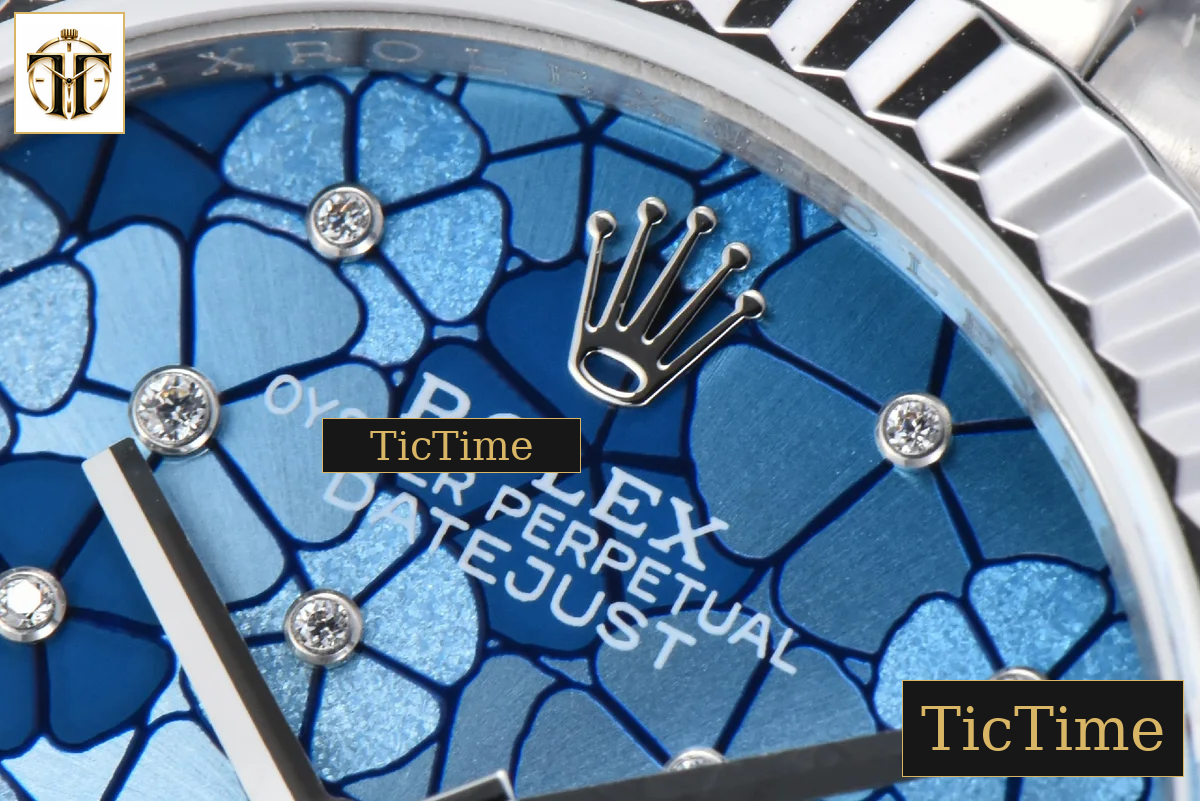DateJust 904L Fluted Bezel 31mm GMF Blue Flowers Dial Jubilee Bracelet A2824 — foto 6