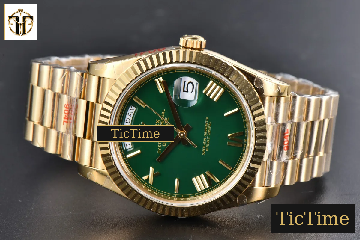 DayDate 40mm GMF YG Green Dial Roma Marker President Bracelet A2836 — foto 16