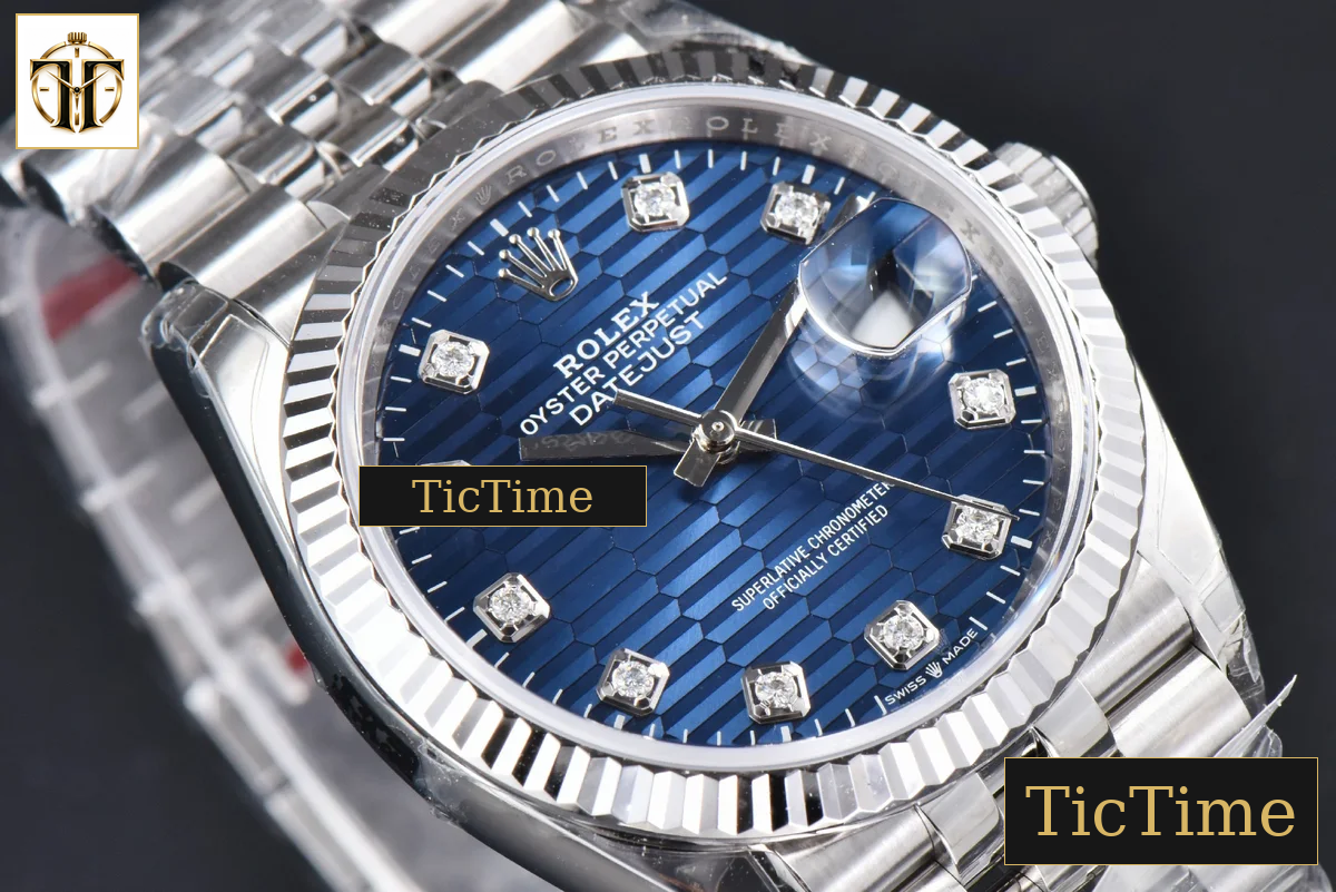 DateJust 904L 36mm VSF Blue Motif Dial Diamond Marker Jubilee VS3235 — foto 14