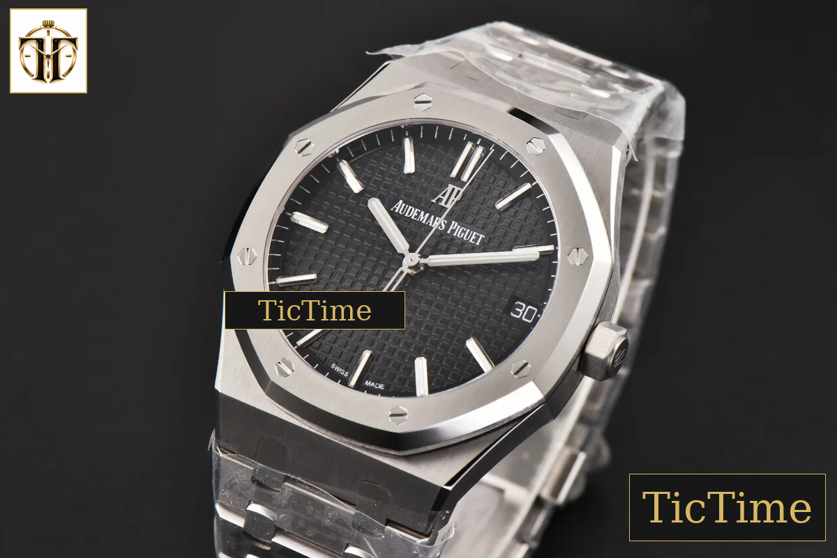 Royal Oak 15500 41mm ZF Black Textured Dial SS Bracelet (V2 free sprung ) A4302 — foto 4