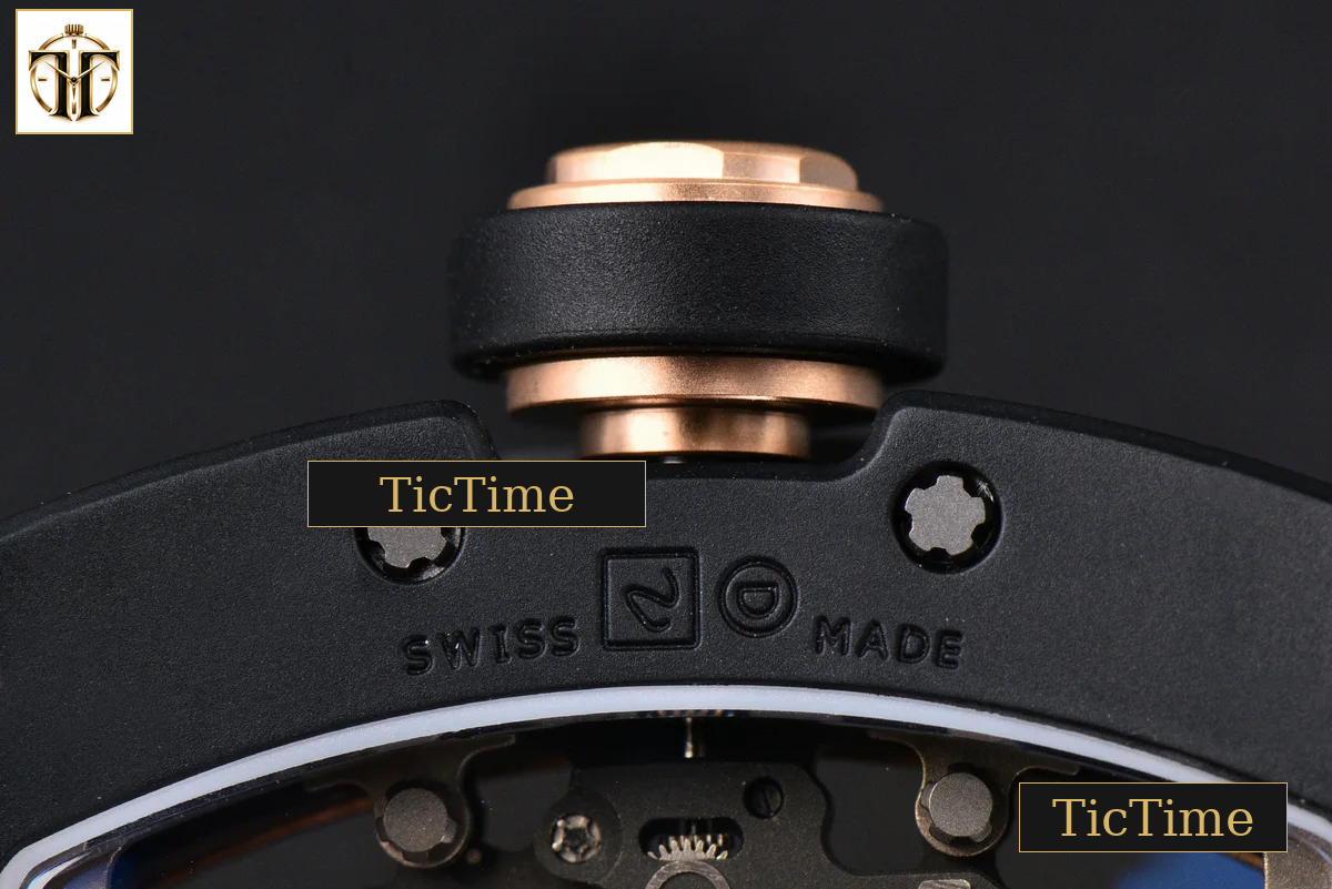 RM055 42.7mm ZF Ceramic Black Bezel Gold Skeleton Dial Black Crown Black Rubber Strap RMUL2 — foto 25