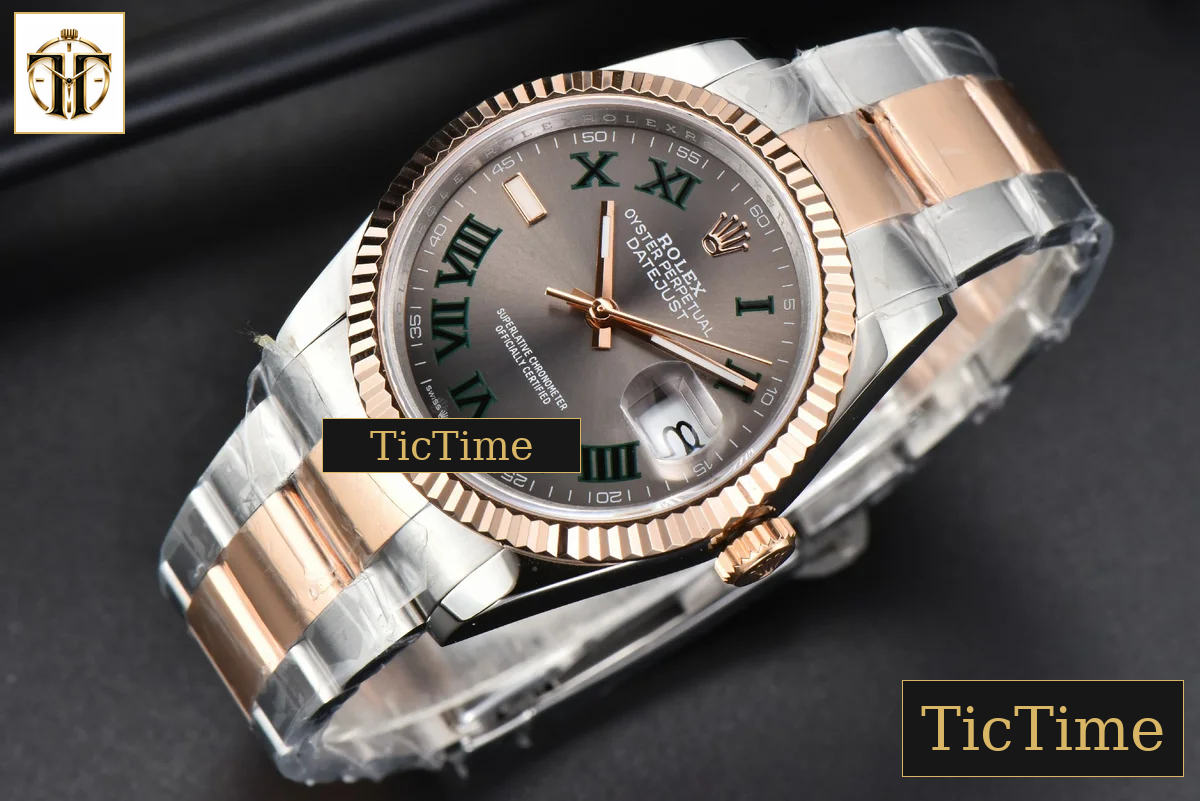 DateJust 36mm BPF RG/SS Fluted Bezel Gray Wimbledon Dial Oyster Bracelet A2824 — foto 4