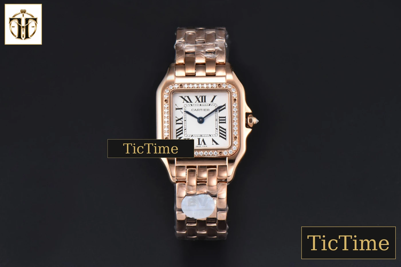 Vista frontal — Panthère Secrete Ladies 27mm BVF RG White Dial Diamond Bezel RG Bracelet Ronda Quartz