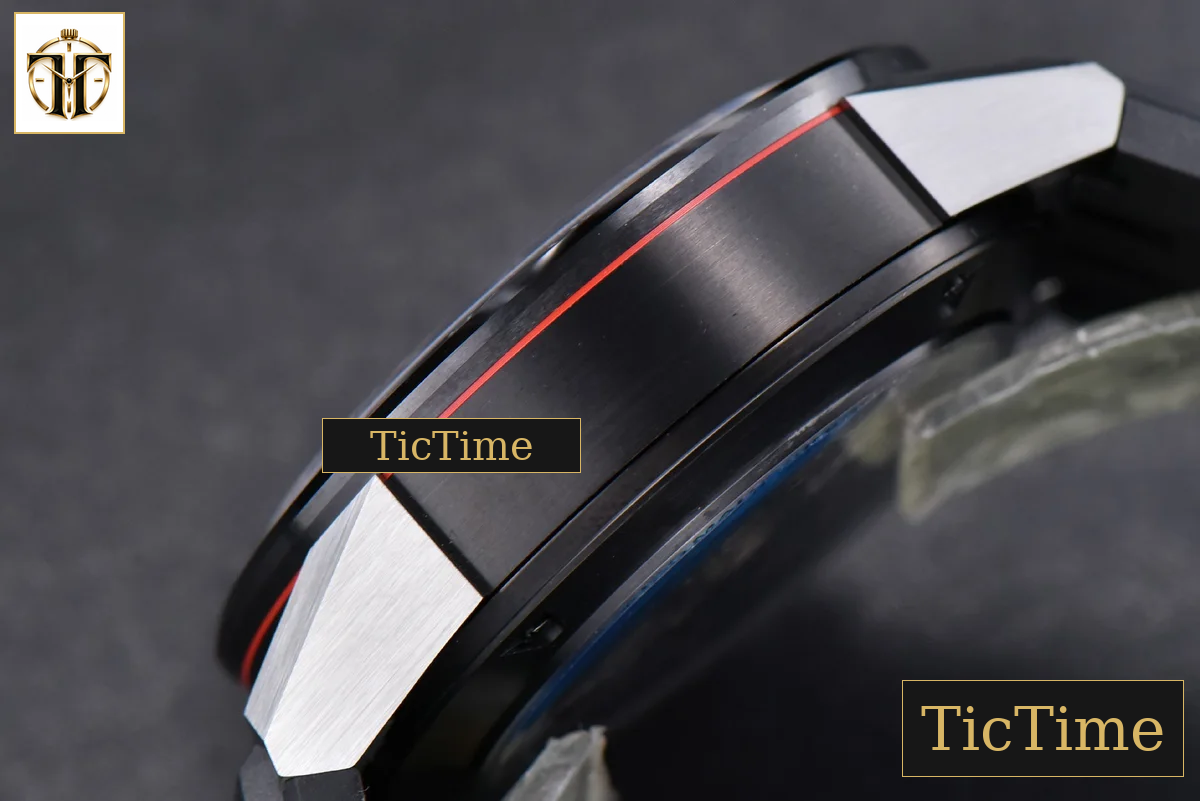 Calibre Heuer 01 Chrono 45mm XF PVD Skeleton Black Dial Red Hand Black Rubber Strap A1887 — foto 12