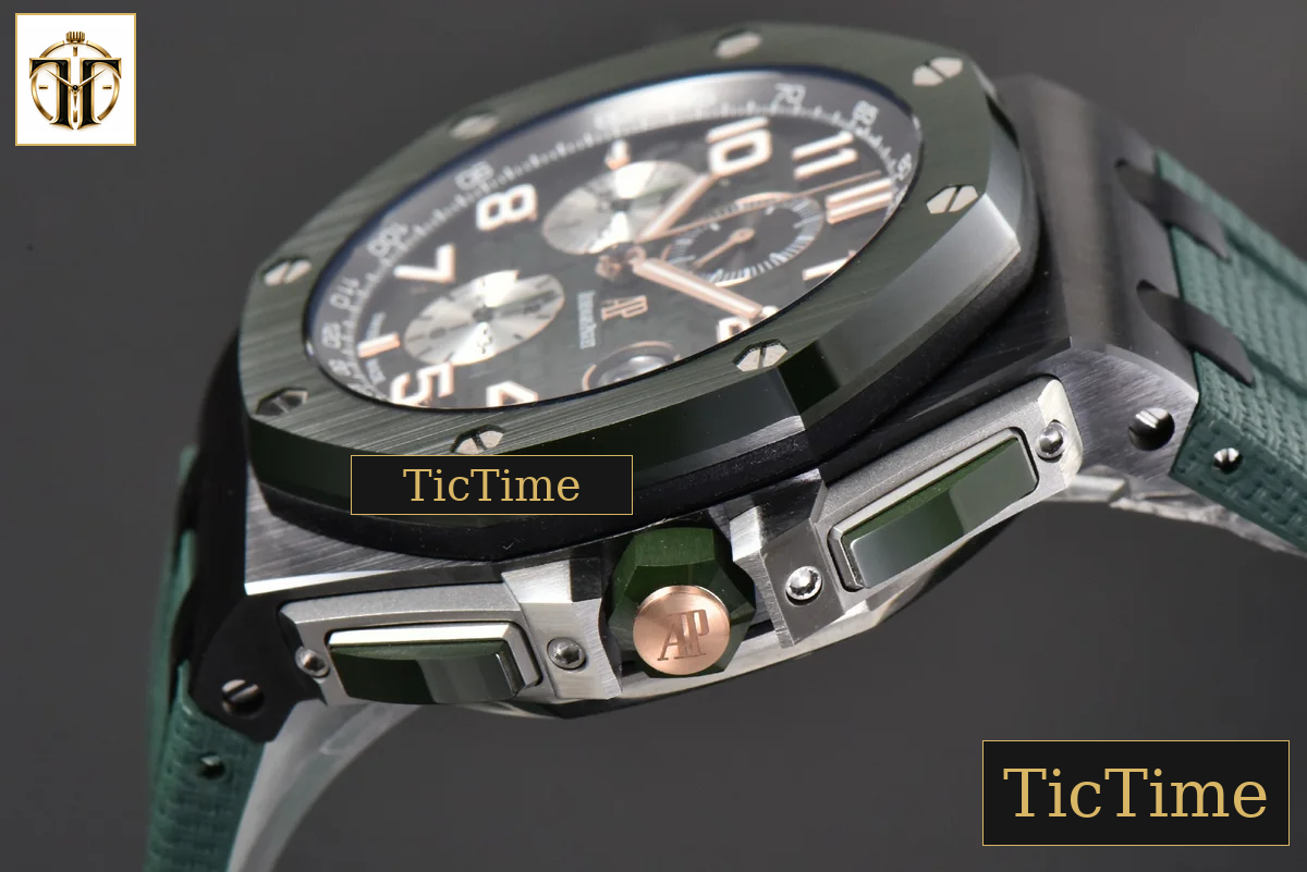 Royal Oak Offshore 26405 44mm RSF Green Dial Silver Subdial Green Rubber Strap A3126 — foto 10
