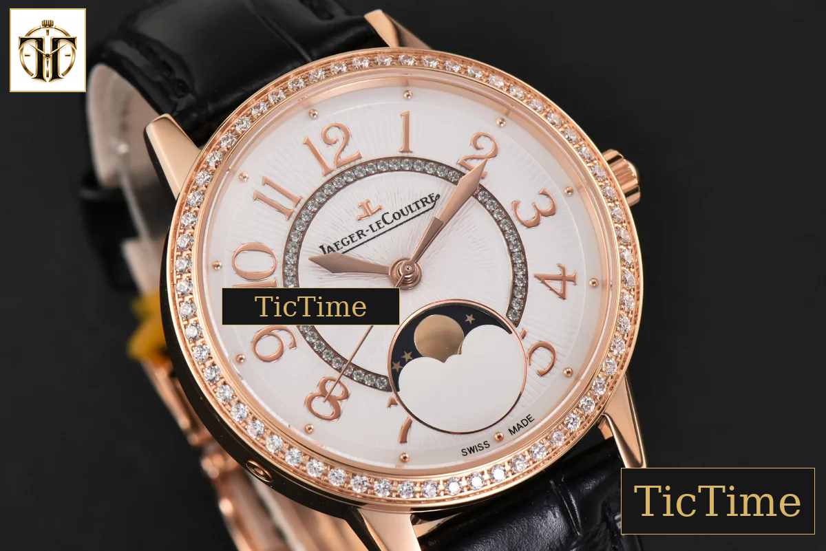 Rendez-Vous Moon 34mm GF RG Diamond White Textured Dial Black Leather Strap A935 — foto 12