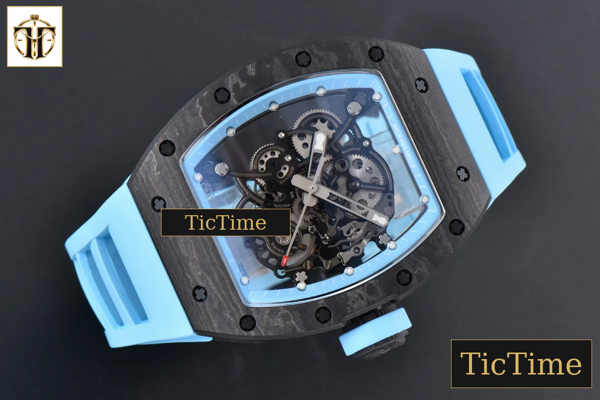 NTPT RM055 42.7mm BBRF Blue Skeleton Dial Blue Rubber Strap RMUL2 — foto 14