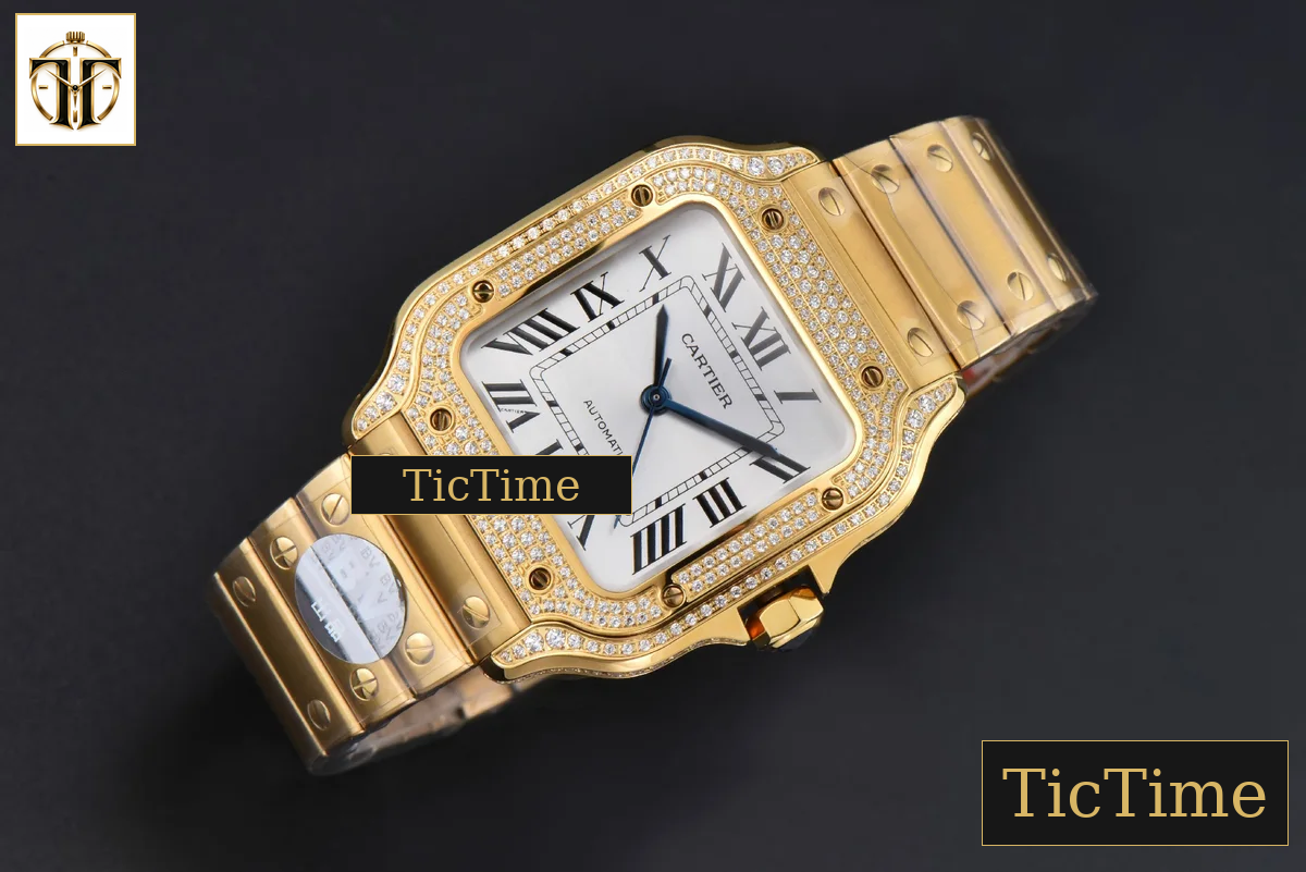 Santos de Cartier Medium 35mm BVF YG Diamond Case White Dial YG Bracelet Miyota 9039 — foto 4