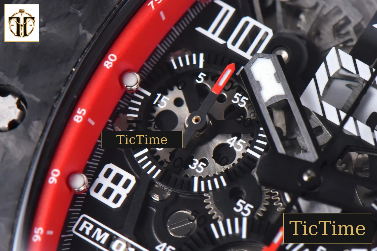 NTPT Chrono RM011 KVF Red Skeleton Dial Black Crown Black Rubber Strap V2 A7750 — foto 7