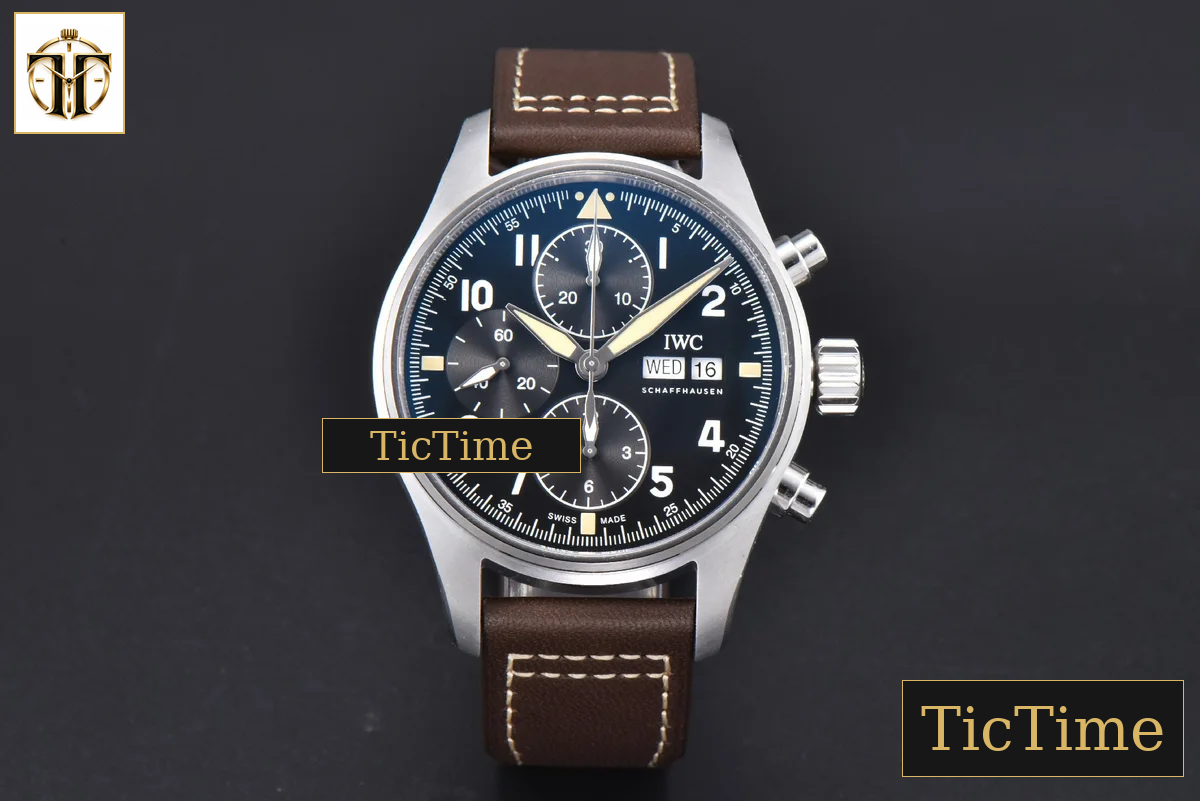 Pilot Chrono IW387903 41mm ZF Black Dial Brown Leather Strap A7750 — foto 2