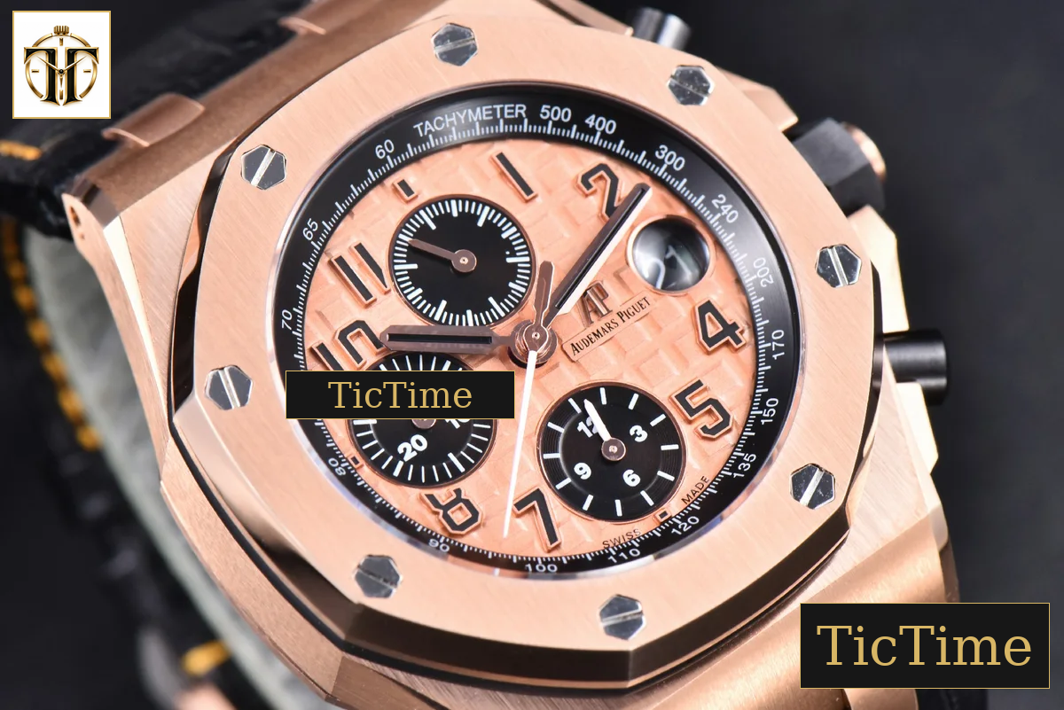 Royal Oak Offshore 26470OR 44mm JF RG YG Dial Black Subdial Black Leather Strap A3126 — foto 10