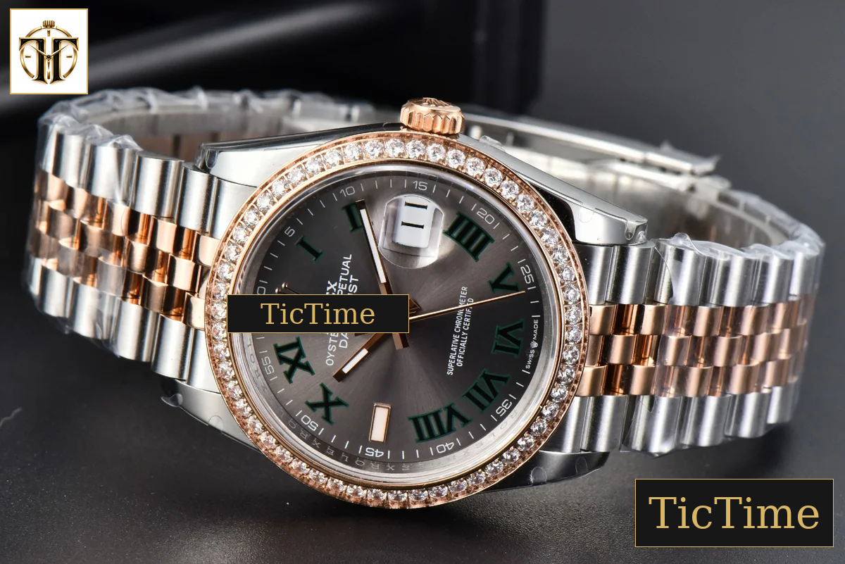 DateJust 36mm BPF RG/SS Diamond Bezel Gray Wimbledon Dial Jubilee Bracelet A2824 — foto 14