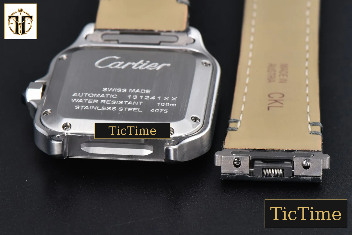 Santos de Cartier Medium 35mm AF SS Grey Dial Black Leather Strap Miyota 9015 — foto 22