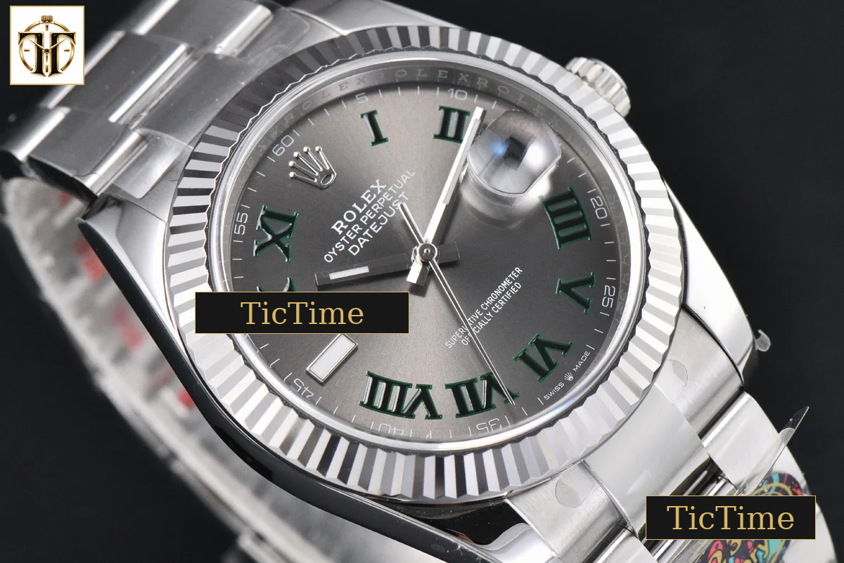DateJust Wimbledon 126334 41mm VF Gray Dial Green Roma Marker Oyster Bracelet DD3235 — foto 16