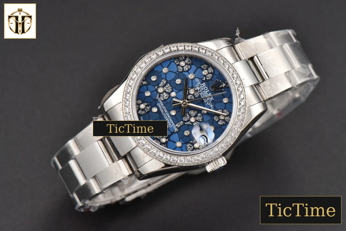 DateJust Ladies 904L 31mm WF Diamond Blue Flowers Dial Diamond Marker Oyster Bracelet A2671 — foto 15