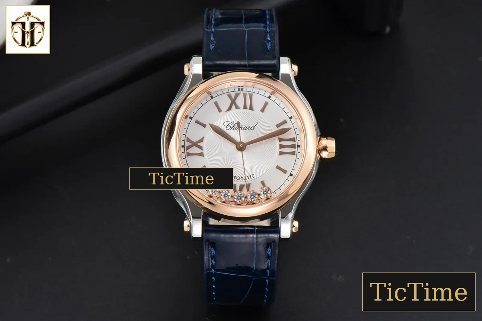 Happy Sport Automatic 33mm HWF RG/SS White Dial Blue Leather Strap A2892 — foto 3