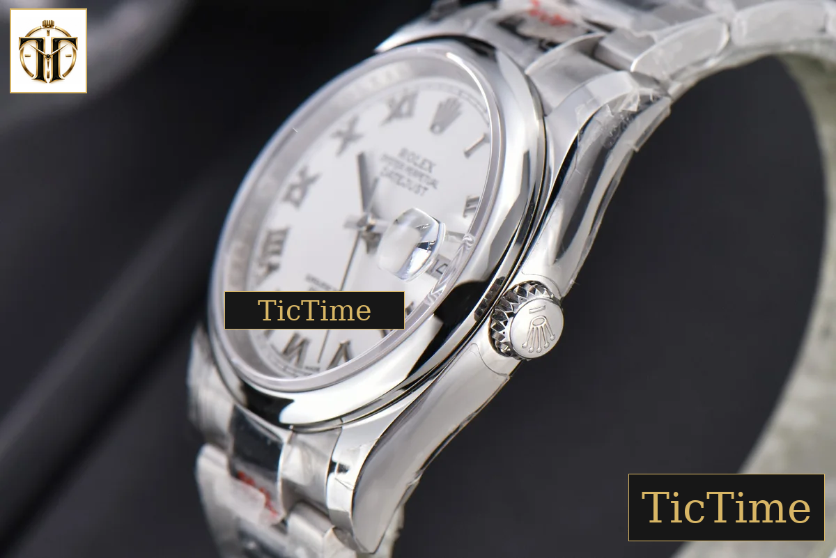 DateJust 36mm GMF SS Smooth Bezel White Dial Roma Marker Oyster Bracelet VR3235 — foto 11