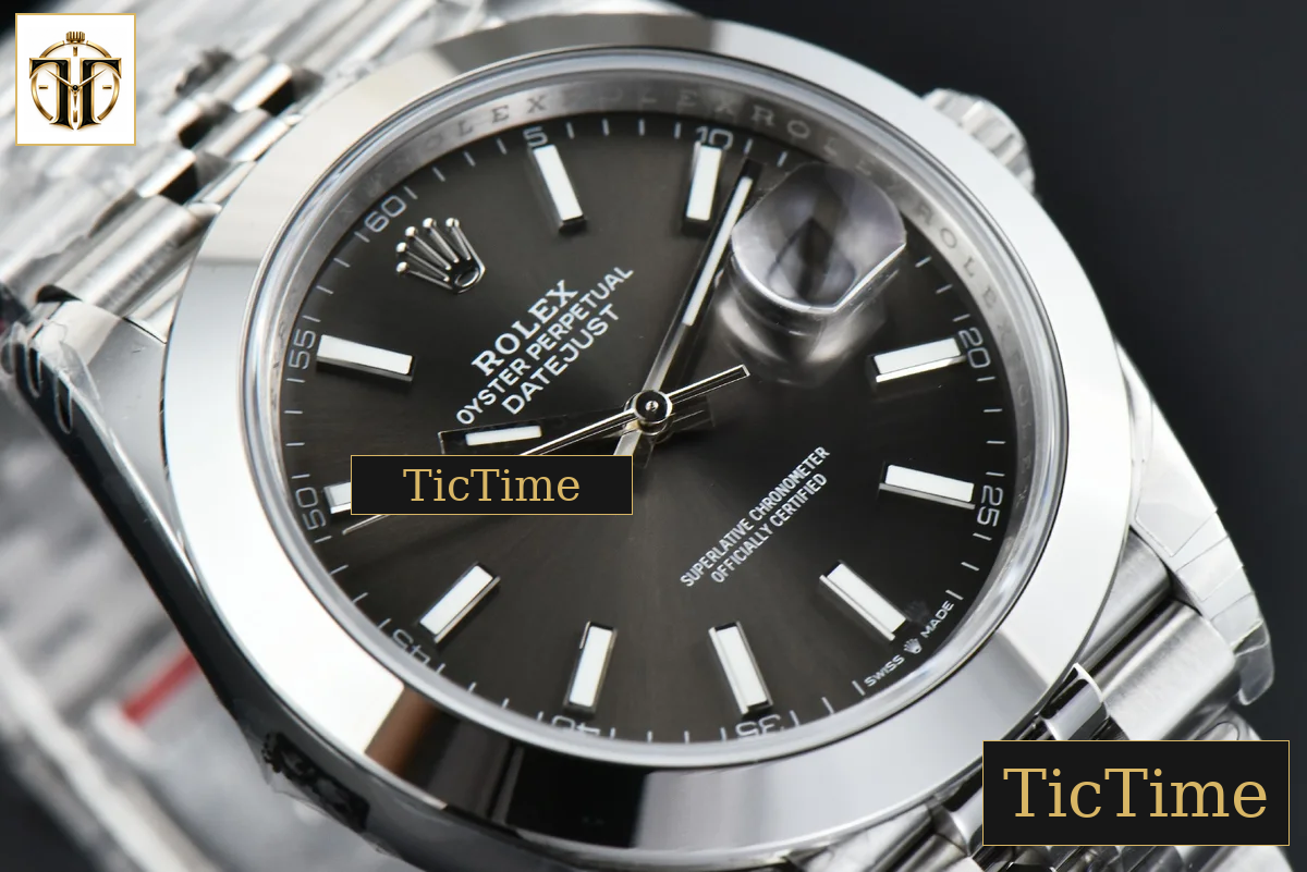 DateJust Smooth Bezel 126300 41mm VSF Gray Dial Jubilee Bracelet VS3235 — foto 13
