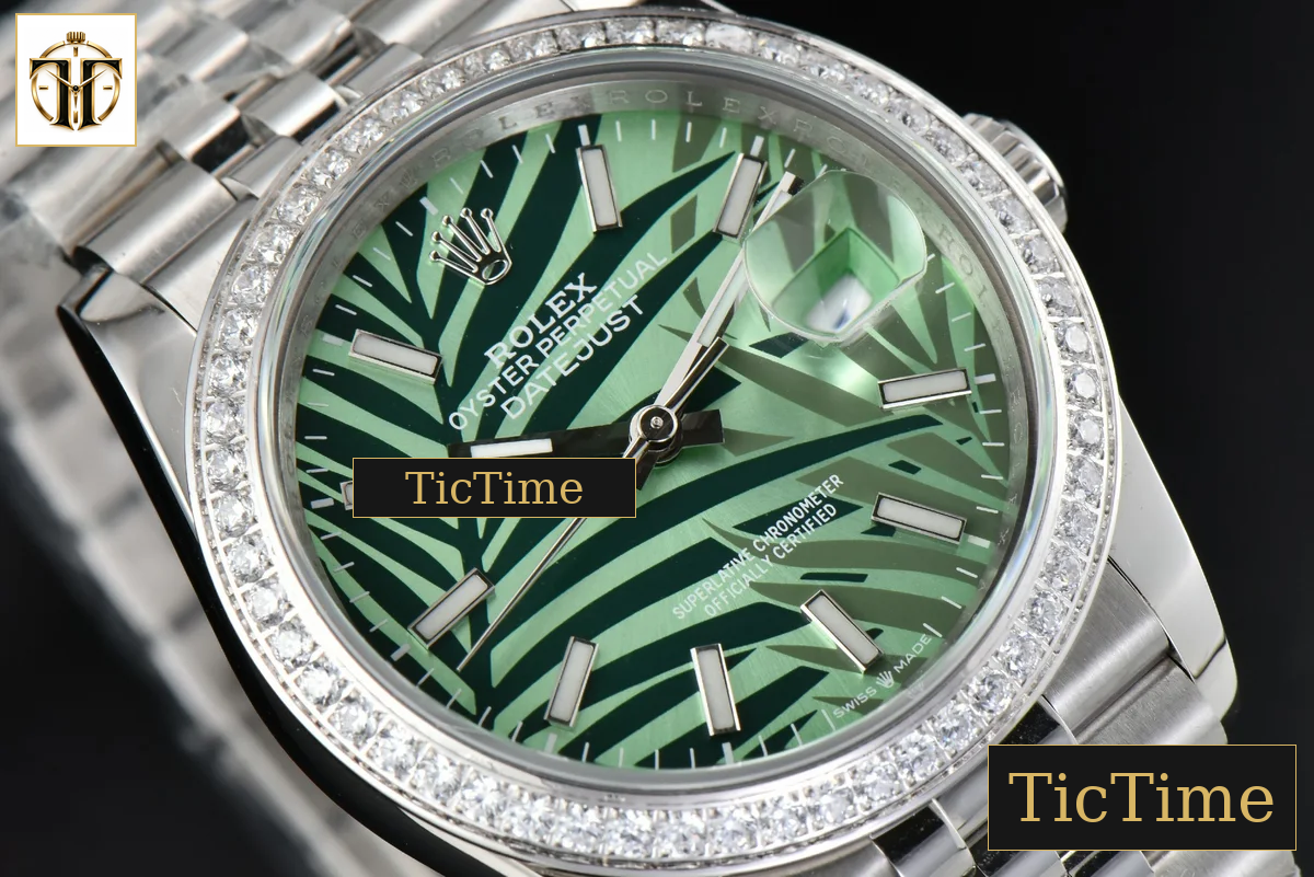 DateJust 36mm BPF Diamond Green Plam Dial Jubilee Bracelet A2824 — foto 11