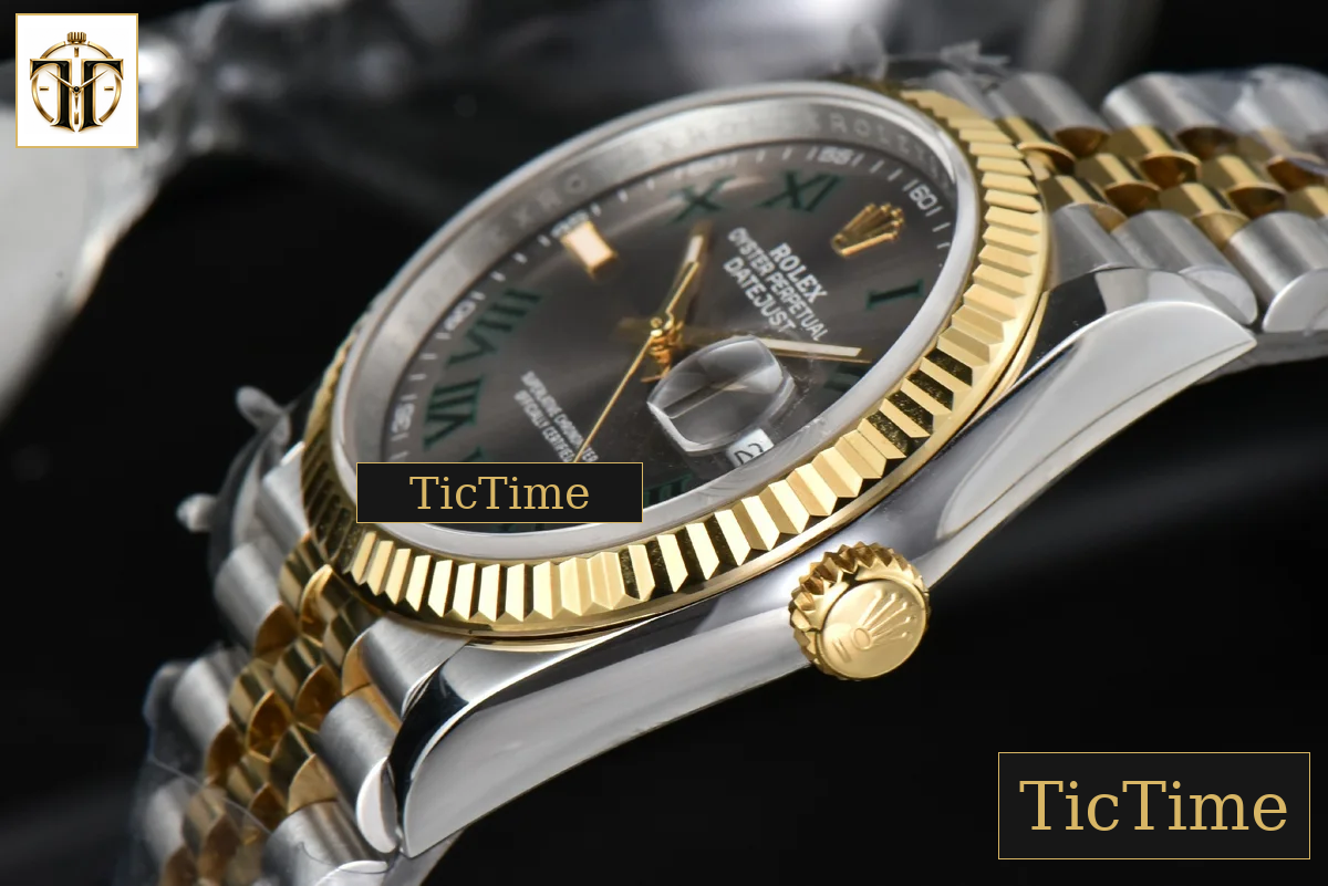DateJust 36mm BPF YG/SS Wimbledon Gray Dial Green Roma Marker Jubilee Bracelet A2824 — foto 10