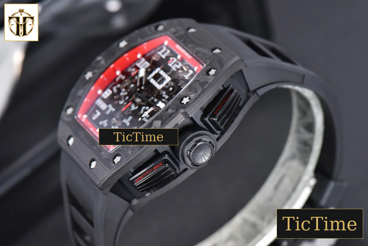 NTPT Chrono RM011 KVF Red Skeleton Dial Black Crown Black Rubber Strap V2 A7750 — foto 13