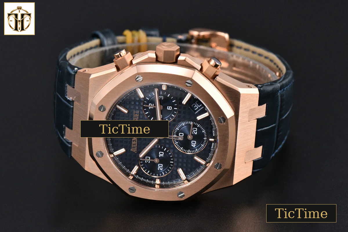 Royal Oak Chronograph 26240 41mm APSF RG Blue Checkered Dial Blue Subdial Blue Leather Strap V2 SH4401 — foto 37