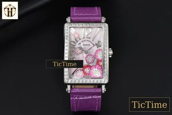 Foto frontal — Long Island Ladies 26mm ZF Diamond MOP Dial Purple Leather Strap Swiss Ronda Quartz