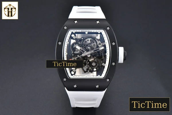 Foto frontal — RM055 42.7mm BBRF Black NTPT White Skeleton Dial White Rubber Strap RMUL2