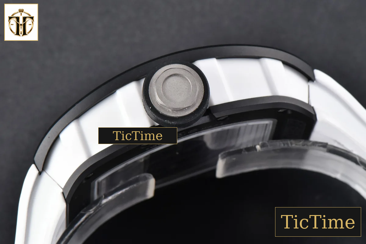 RM055 42.7mm BBRF Black Ceramic Black Skeleton Dial White Rubber Strap RMUL2 — foto 16