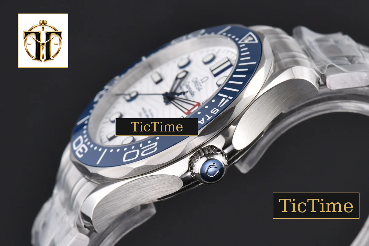 SeaMaster 300M VSF White Dial Blue Bezel Steel bracelet movment( free rubber strap ) VS8800 — foto 13