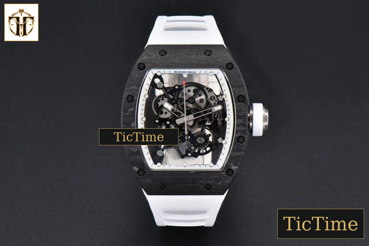 NTPT RM055 42.7mm BBRF White Skeleton Dial White Rubber Strap RMUL2 — foto 3