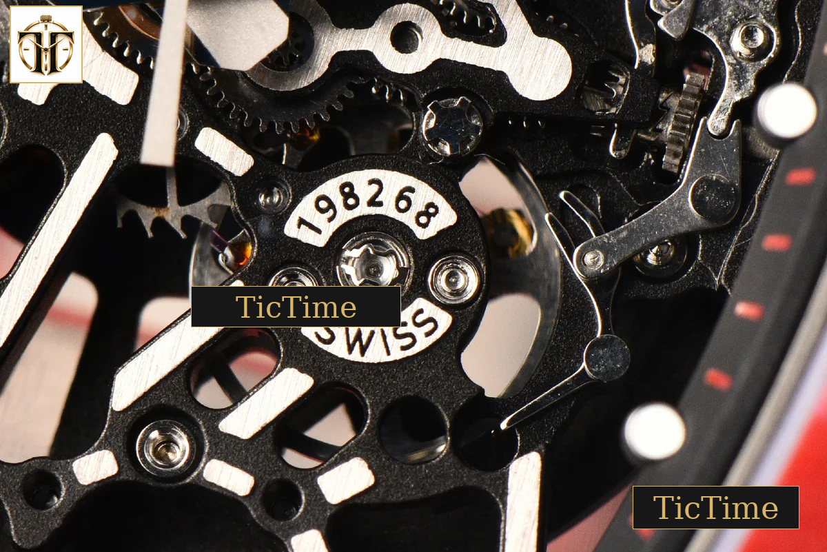 NTPT RM035-02 ZF Red Bezel Black Skeleton Dial Red Crown Red Rubber Strap V7 RMAL1 — foto 10