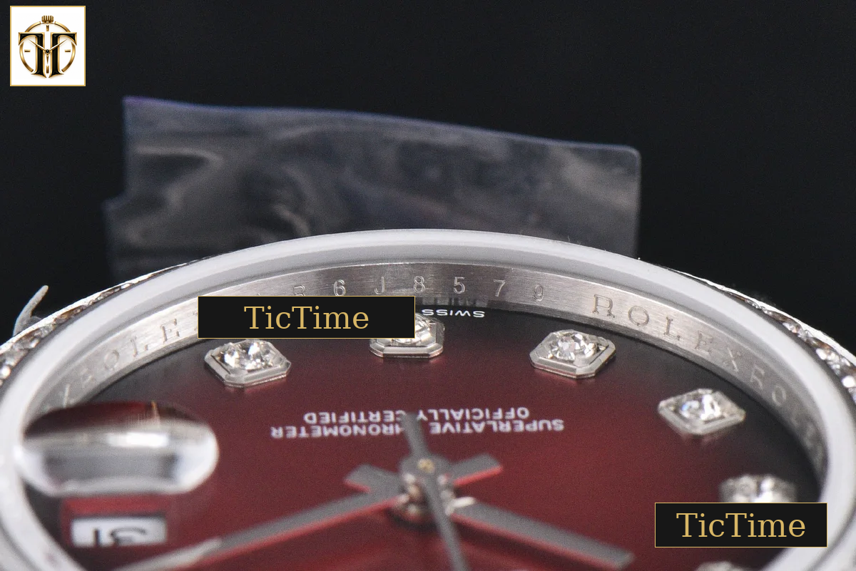 DateJust 904L 31mm GMF Diamond Bezel Red Dial Diamond Marker SS Jubilee Bracelet A2824 — foto 15