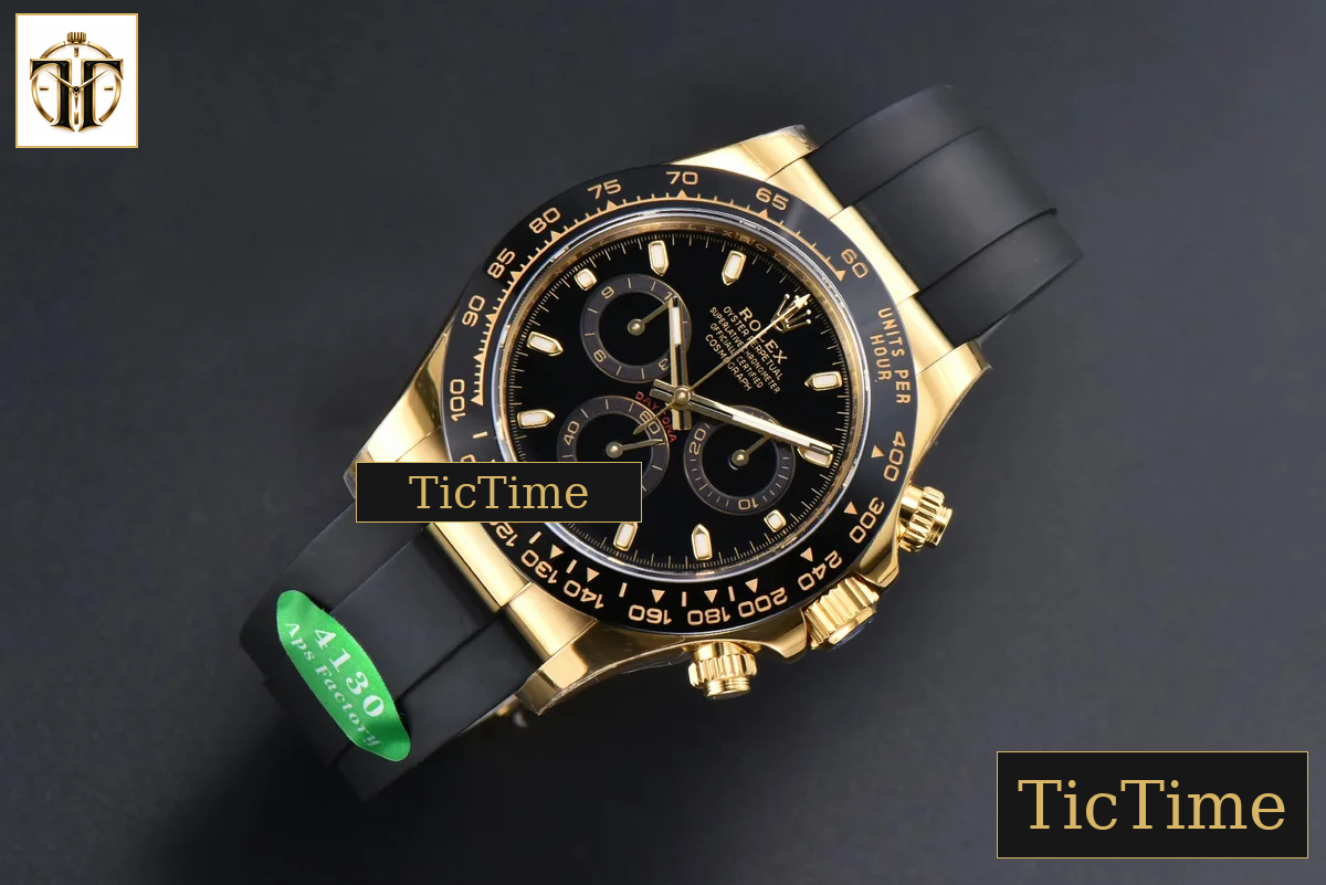 Daytona 116518 40mm APSF YG Black Dial Ceramic Bezel Lume Marker Oysterflex Strap Tungsten Version SH4130 — foto 4