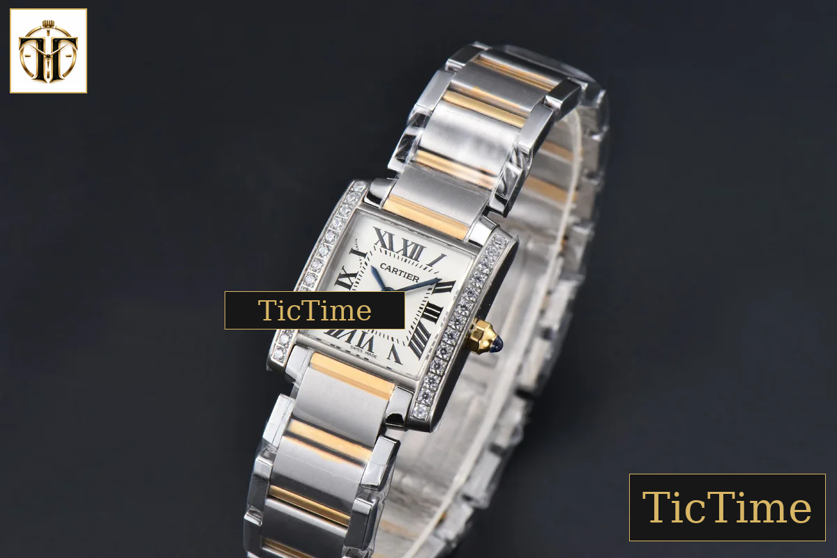 Tank Francaise Small 25.7mmx21.2mm 8848F Diamond YG/SS Bracelet Quartz — foto 5