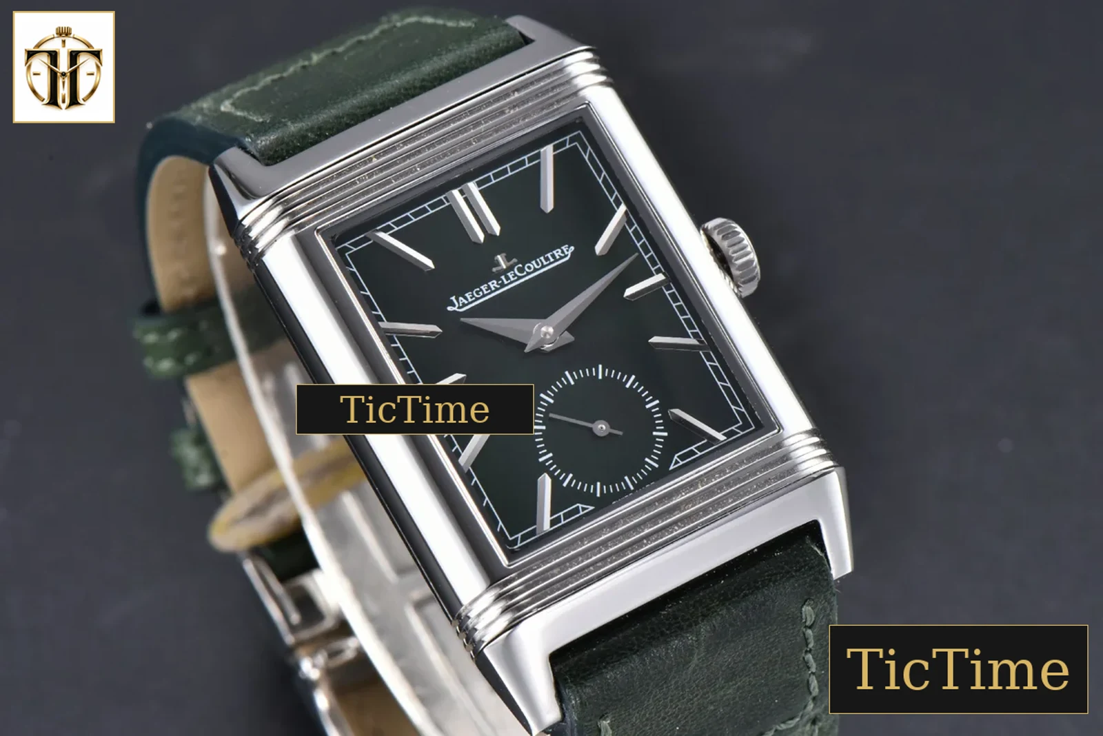 Master Reverso Tribute Small Seconds 30x47mm MGF Green Dial Green Leather Strap A854A — foto 11