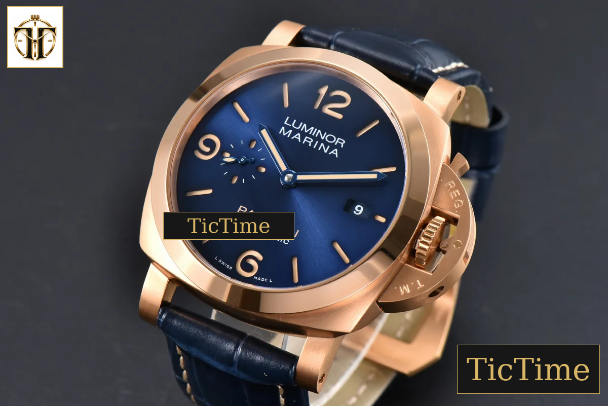 PAM1114 44mm TTF RG Blue Dial Blue Leather Strap P9010 — foto 4