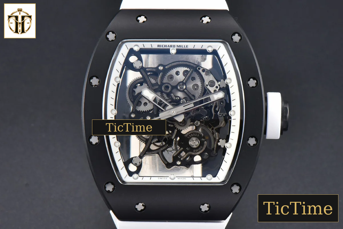 RM055 42.7mm BBRF Black NTPT White Skeleton Dial White Rubber Strap RMUL2 — foto 2