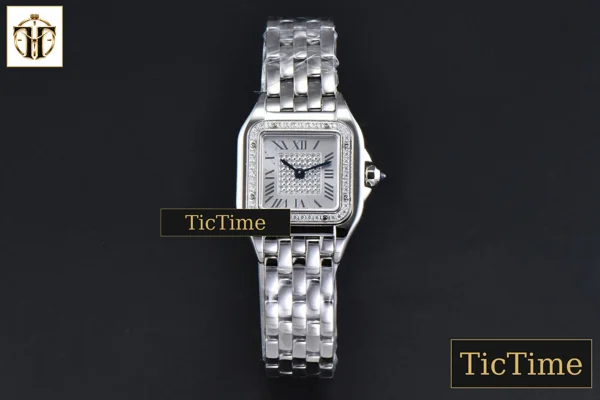 Foto frontal — Panthère 22mm AF SS White Diamond Dial Diamond Bezel SS Bracelet Ronda Quartz