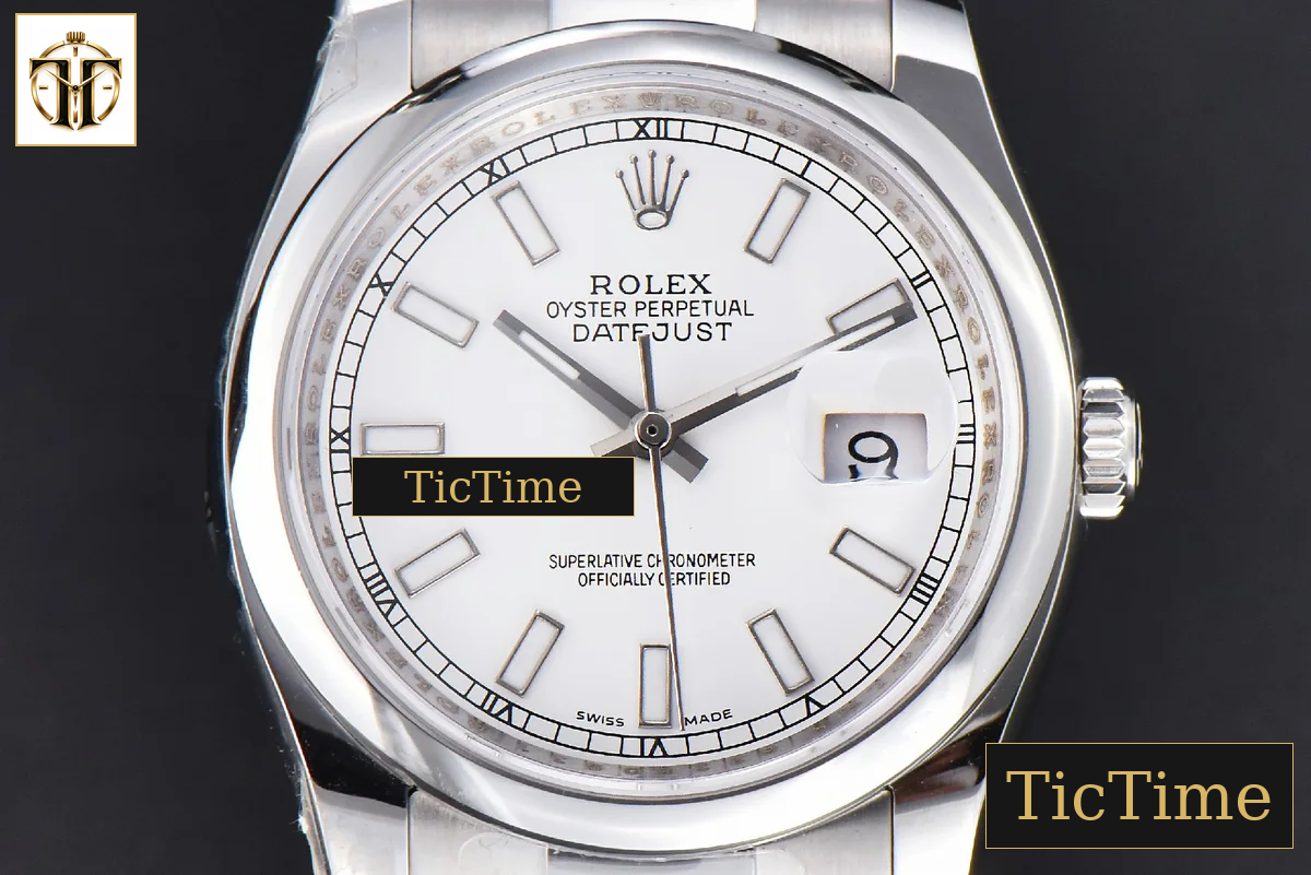 DateJust 36mm GMF SS Smooth Bezel White Dial Lume Marker Oyster Bracelet VR3235 — foto 17