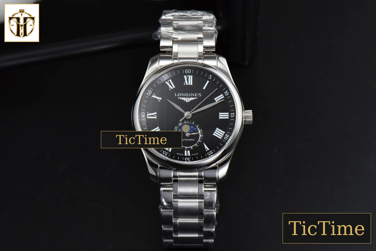 Master Moonphase 40mm GF Black Dial Roma Marker SS Bracelet A899 — foto 2