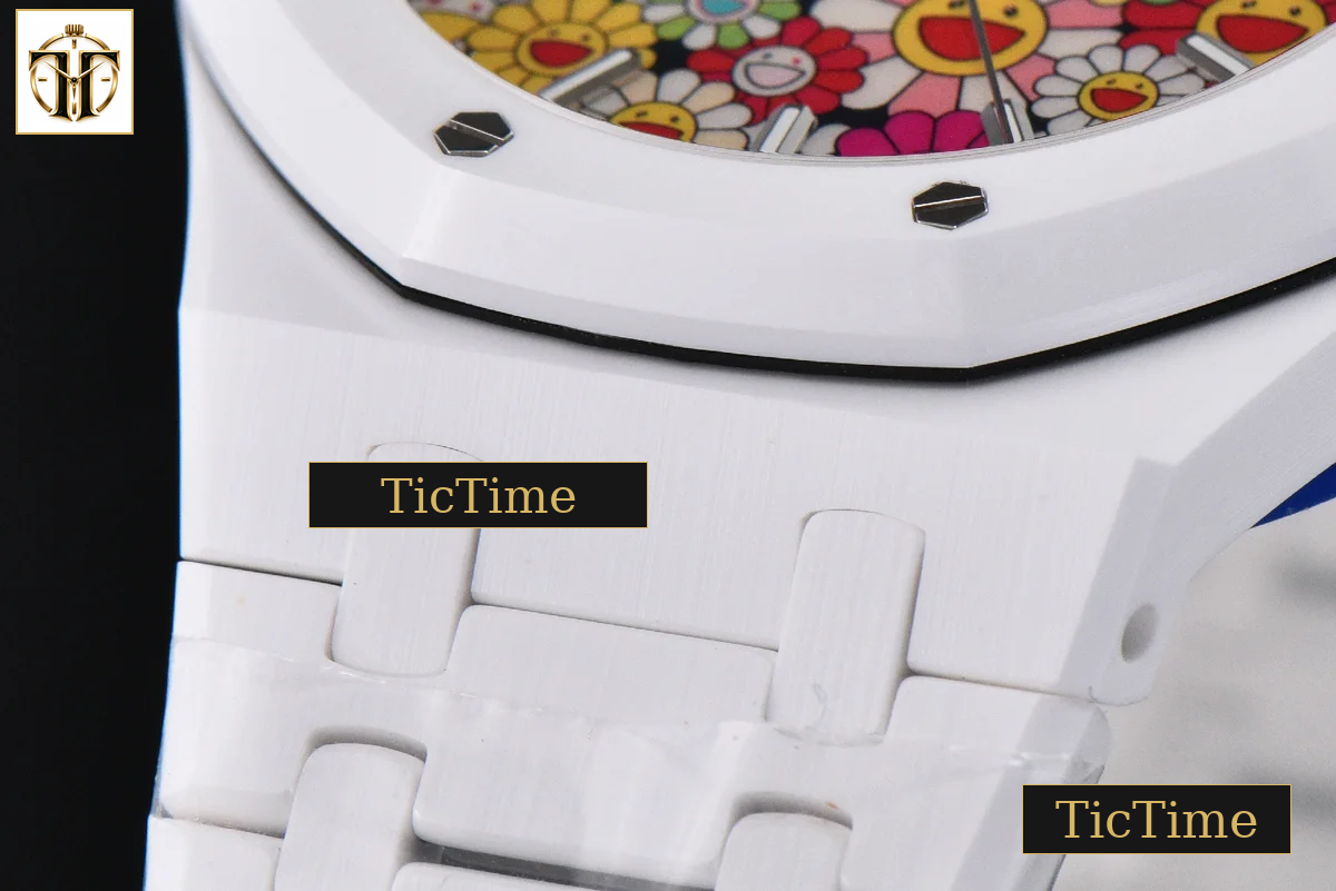 Royal Oak 15500 41mm APSF White Ceramic Takashi Murakami flower Dial SS Bracelet SA4302 — foto 6