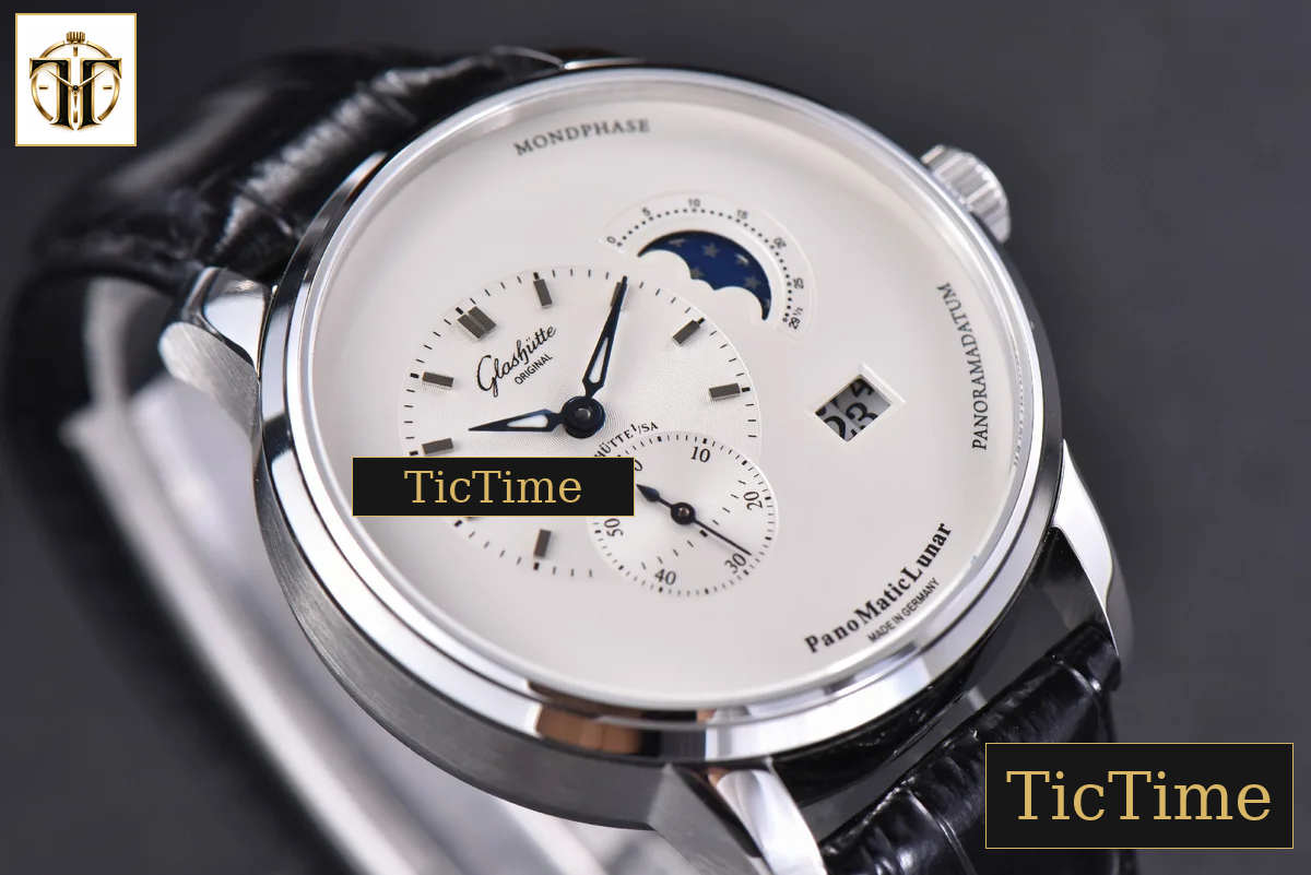 PanoMatic Lunar 40mm TZF White Dial Black Leather Strap A23J — foto 10