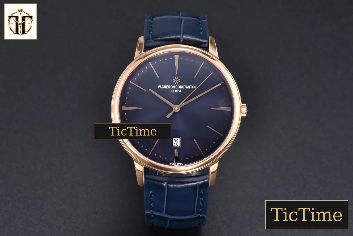 Patrimony Date 40mm ZF RG Blue Dial Blue Leather Strap Miyota 9015 — foto 3