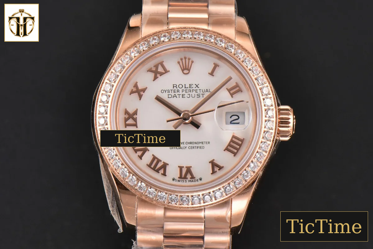 DateJust Ladies 28mm WF RG Diamond White Dial Roma Marker Jubilee Bracelet A2236 — foto 2