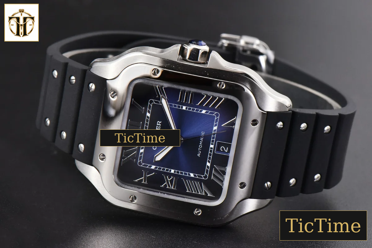 Santos Large 40mm GF Blue Dial Black Rubber Strap Miyota 9015 — foto 11